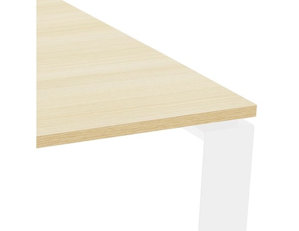 Table de réunion / bureau bench BAKUS SQUARE en bois finition naturelle et métal blanc - 140x140 cm