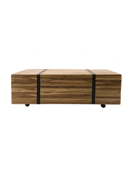 Table basse roulettes teck