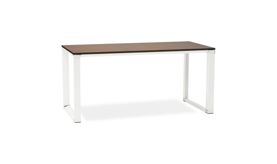 OT00550WAWH 5420072046570 Bureau droit design XLINE en bois finition Noyer et métal blanc - 160x80 cm