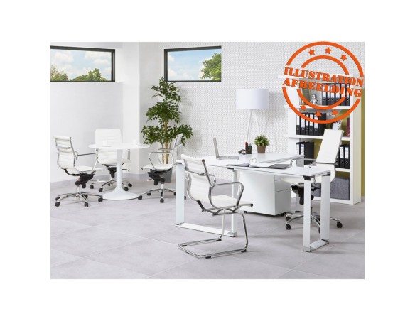 Bureau droit design XLINE en bois finition Noyer et métal blanc - 160x80 cm