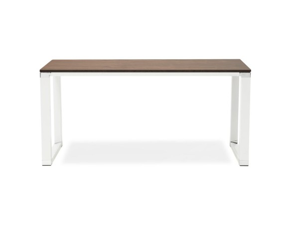 Bureau droit design XLINE en bois finition Noyer et métal blanc - 160x80 cm