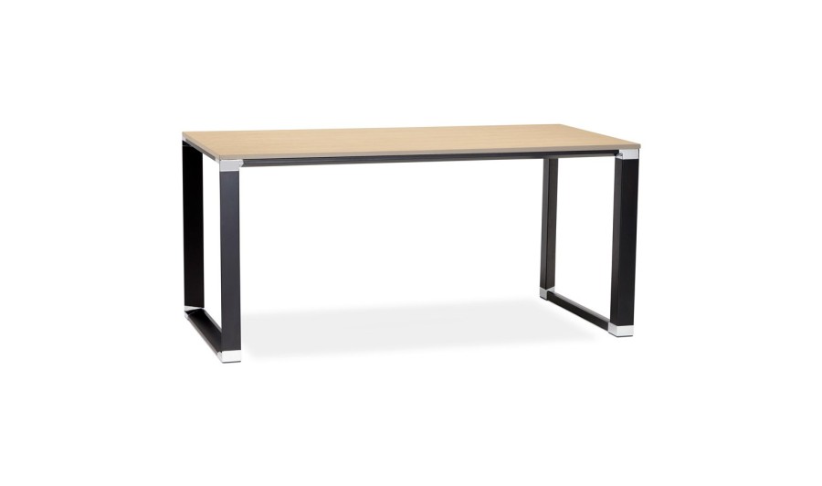 OT00560NABL 5420072046594 Bureau droit design XLINE en bois finition naturelle et métal noir - 160x80 cm