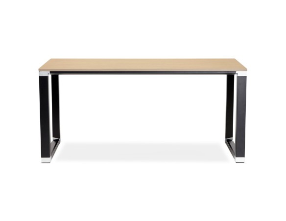 Bureau droit design XLINE en bois finition naturelle et métal noir - 160x80 cm