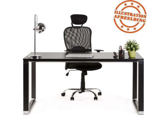 Bureau droit design XLINE en bois finition naturelle et métal noir - 160x80 cm