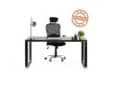 Bureau droit design XLINE en bois finition naturelle et métal noir - 160x80 cm