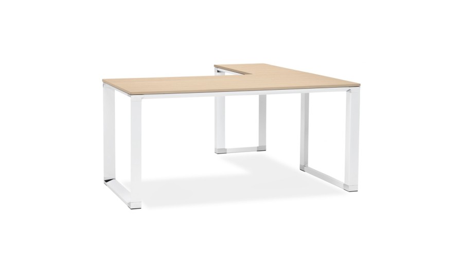 OT00580NAWH 5420072046631 Bureau dangle design XLINE en bois finition naturelle et métal blanc (angle au choix) - 160 cm