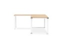 Bureau d'angle design XLINE en bois finition naturelle et métal blanc (angle au choix) - 160 cm