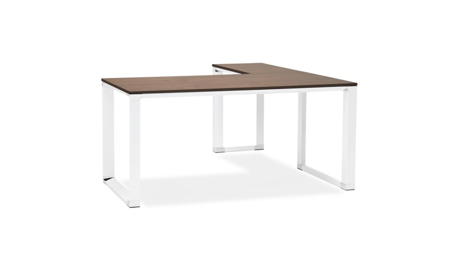 OT00590WAWH 5420072046655 Bureau dangle design XLINE en bois finition Noyer et métal blanc (angle au choix) - 160 cm