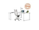 Bureau d'angle design XLINE en bois finition Noyer et métal blanc (angle au choix) - 160 cm