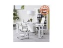 Bureau d'angle design XLINE en bois finition Noyer et métal blanc (angle au choix) - 160 cm
