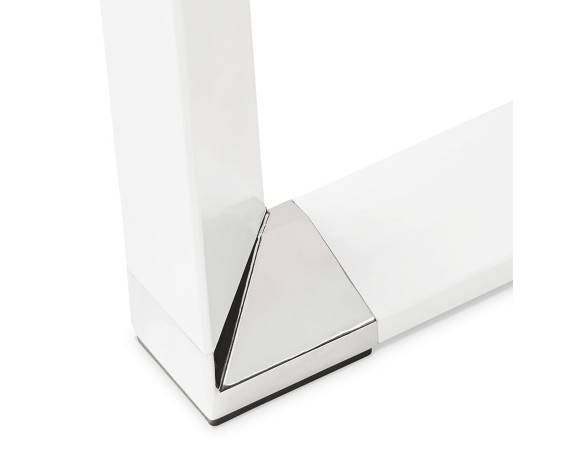 Bureau d'angle design XLINE en bois finition Noyer et métal blanc (angle au choix) - 160 cm