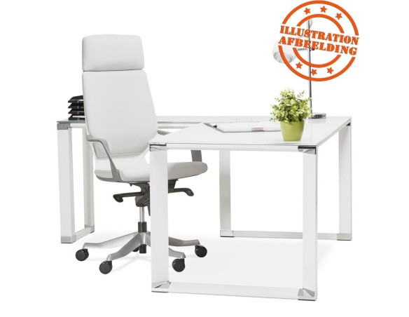 Bureau d'angle design XLINE en bois finition Noyer et métal blanc (angle au choix) - 160 cm
