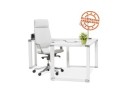 Bureau d'angle design XLINE en bois finition Noyer et métal blanc (angle au choix) - 160 cm