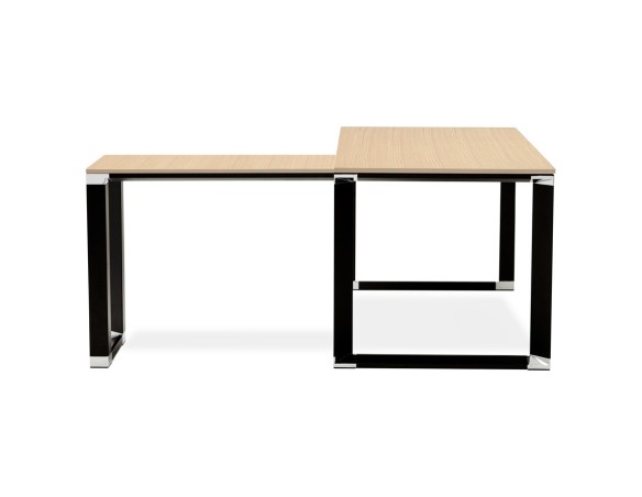 Bureau d'angle design XLINE en bois finition naturelle et métal noir (angle au choix) - 160 cm