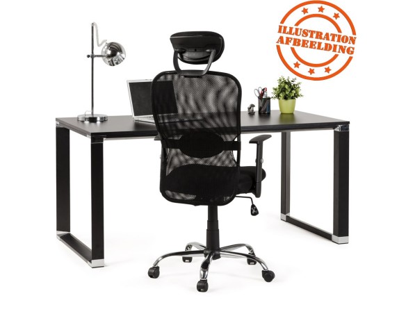 Bureau d'angle design XLINE en bois finition naturelle et métal noir (angle au choix) - 160 cm