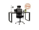 Bureau d'angle design XLINE en bois finition naturelle et métal noir (angle au choix) - 160 cm