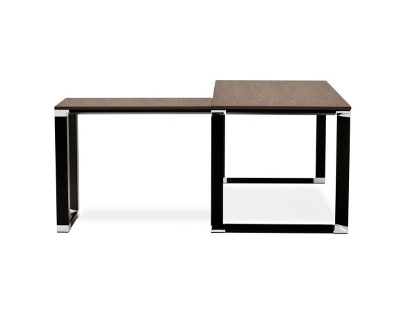 Bureau d'angle design XLINE en bois finition Noyer et métal noir (angle au choix) - 160 cm
