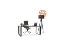 Bureau d'angle design XLINE en bois finition Noyer et métal noir (angle au choix) - 160 cm
