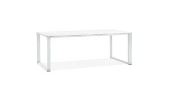 OT00890WHWH 5420072071220 Grand bureau de direction droit XLINE en bois blanc - 200x100 cm