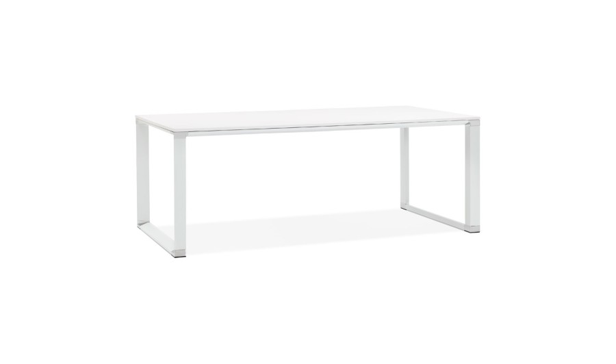 OT00890WHWH 5420072071220 Grand bureau de direction droit XLINE en bois blanc - 200x100 cm