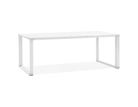 OT00890WHWH 5420072071220 Grand bureau de direction droit XLINE en bois blanc - 200x100 cm