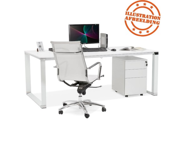 Grand bureau de direction droit XLINE en bois blanc - 200x100 cm