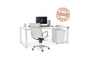 Grand bureau de direction droit XLINE en bois blanc - 200x100 cm