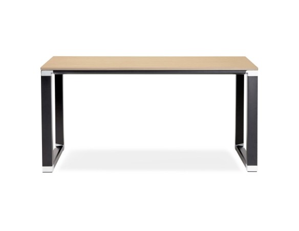 Petit bureau droit design XLINE en bois finition naturelle et métal noir - 140x70 cm