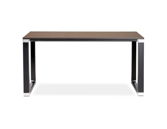 Petit bureau droit design XLINE en bois finition Noyer et métal noir - 140x70 cm