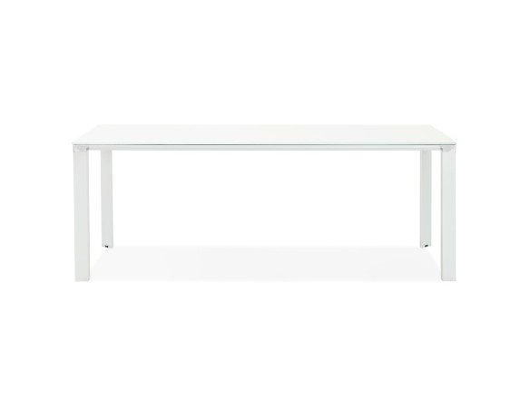 Table de réunion / à manger design XLINE en verre blanc - 200x100 cm