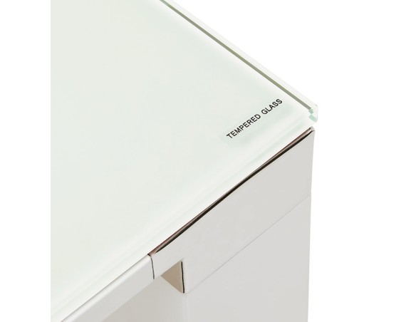 Table de réunion / à manger design XLINE en verre blanc - 200x100 cm
