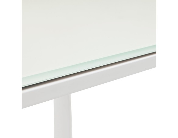 Table de réunion / à manger design XLINE en verre blanc - 200x100 cm