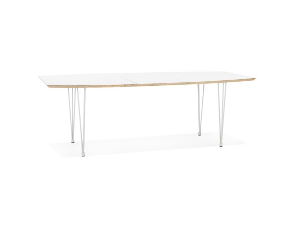 Table de salle à manger extensible TADAM blanche avec pieds en métal blanc - 170(270)x100 cm