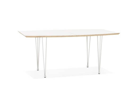 Table de salle à manger extensible TADAM blanche avec pieds en métal blanc - 170(270)x100 cm