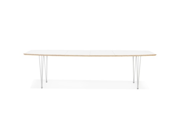 Table de salle à manger extensible TADAM blanche avec pieds en métal blanc - 170(270)x100 cm