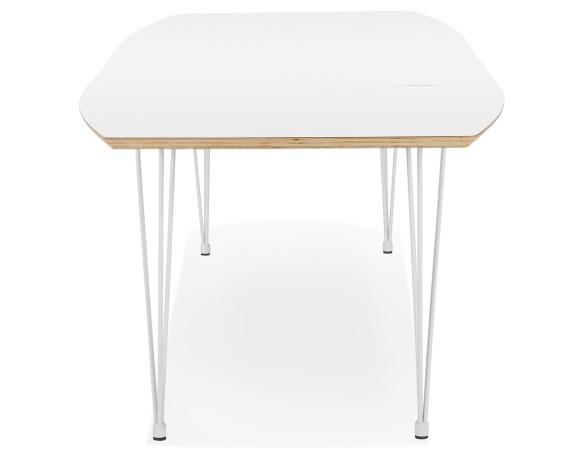 Table de salle à manger extensible TADAM blanche avec pieds en métal blanc - 170(270)x100 cm