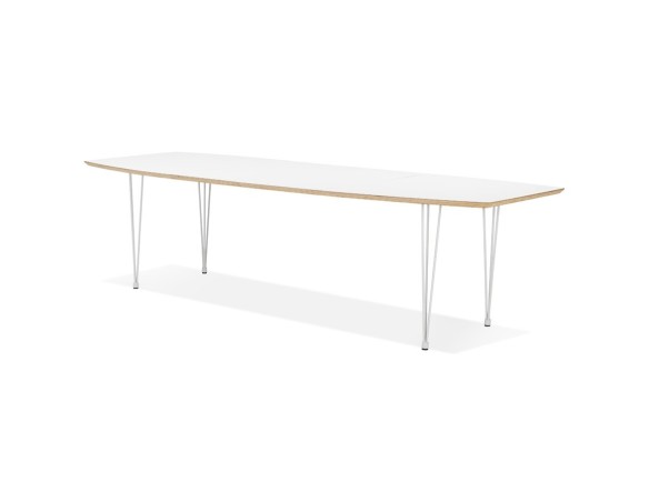 Table de salle à manger extensible TADAM blanche avec pieds en métal blanc - 170(270)x100 cm