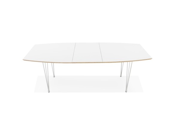 Table de salle à manger extensible TADAM blanche avec pieds en métal blanc - 170(270)x100 cm