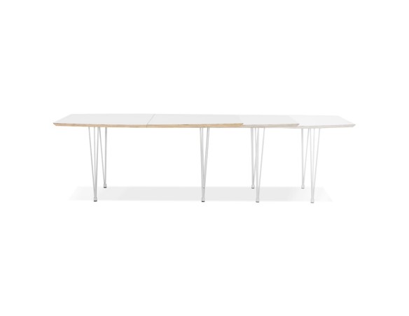 Table de salle à manger extensible TADAM blanche avec pieds en métal blanc - 170(270)x100 cm