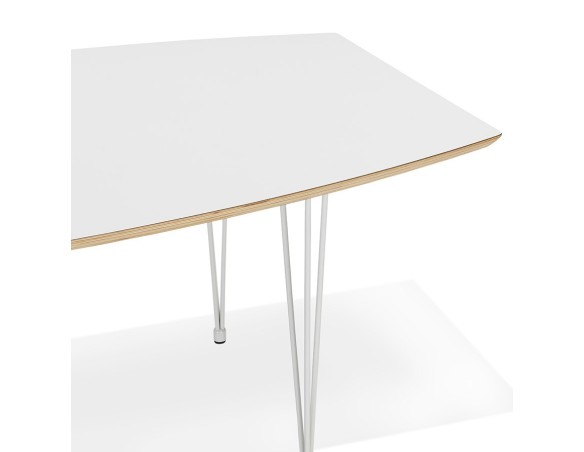 Table de salle à manger extensible TADAM blanche avec pieds en métal blanc - 170(270)x100 cm
