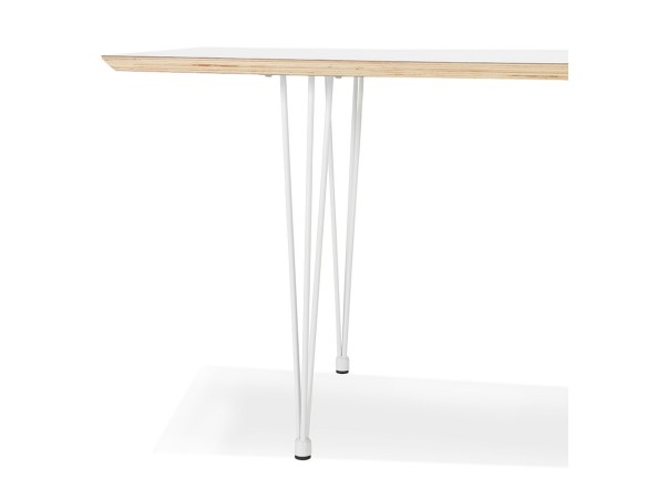 Table de salle à manger extensible TADAM blanche avec pieds en métal blanc - 170(270)x100 cm