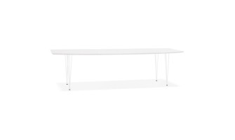 DT02180WHWH 5404028302828 Table à dîner design extensible HUSKI blanche avec pieds en métal blanc - 170(270)x100 cm