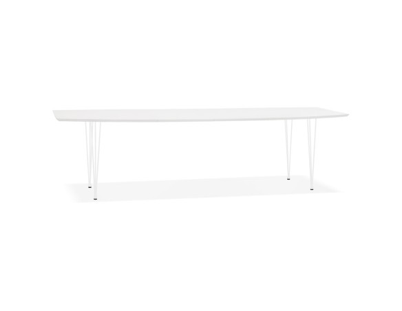 DT02180WHWH 5404028302828 Table à dîner design extensible HUSKI blanche avec pieds en métal blanc - 170(270)x100 cm