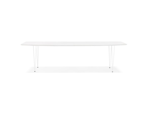 Table à dîner design extensible HUSKI blanche avec pieds en métal blanc - 170(270)x100 cm