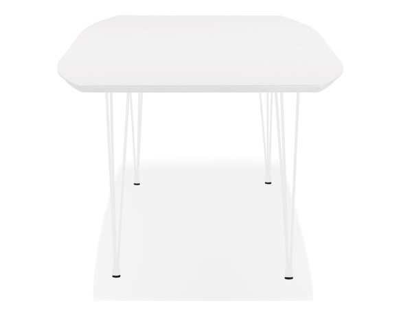 Table à dîner design extensible HUSKI blanche avec pieds en métal blanc - 170(270)x100 cm