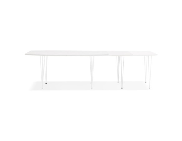 Table à dîner design extensible HUSKI blanche avec pieds en métal blanc - 170(270)x100 cm