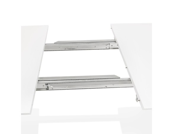 Table à dîner design extensible HUSKI blanche avec pieds en métal blanc - 170(270)x100 cm