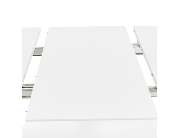 Table à dîner design extensible HUSKI blanche avec pieds en métal blanc - 170(270)x100 cm