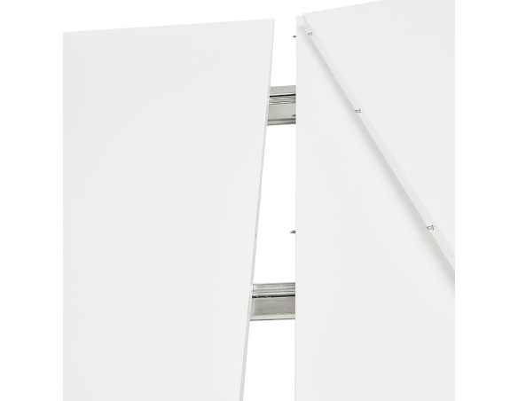 Table à dîner design extensible HUSKI blanche avec pieds en métal blanc - 170(270)x100 cm