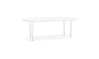 DT02190WHWH 5404028302842 Table à dîner / de réunion ronde extensible CHAMONIX blanche - 120(220)x120 cm